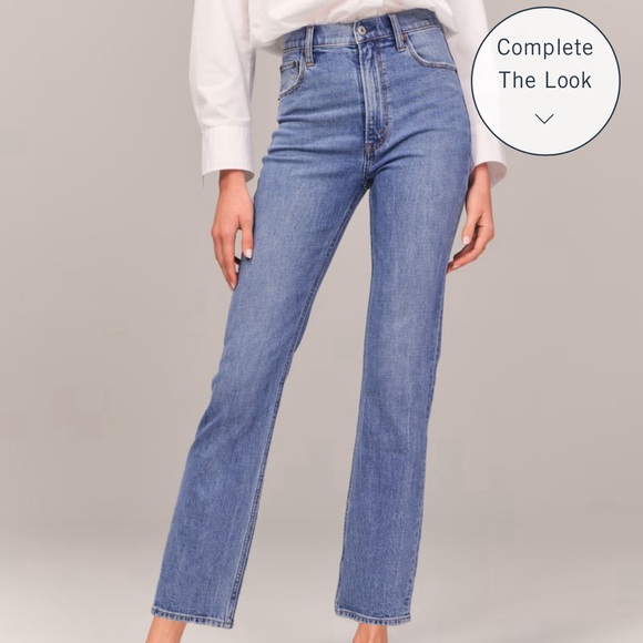 Abercrombie Ankle Straight Ultra High Rise in 26 short (2/xs) in mid-wash blue - Picture 4 of 4